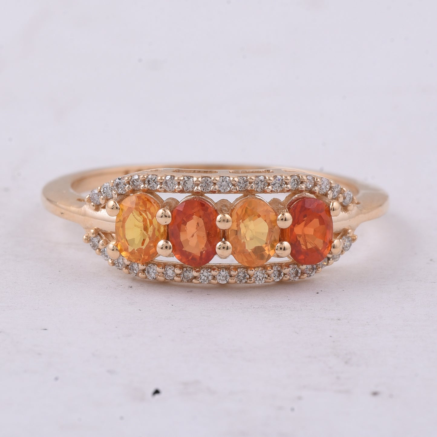 1.15 Ct Oval Natural Multi-Coloured Sapphire 14K Gold Ring