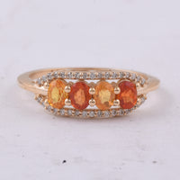1.15 Ct Oval Natural Multi-Coloured Sapphire 14K Gold Ring