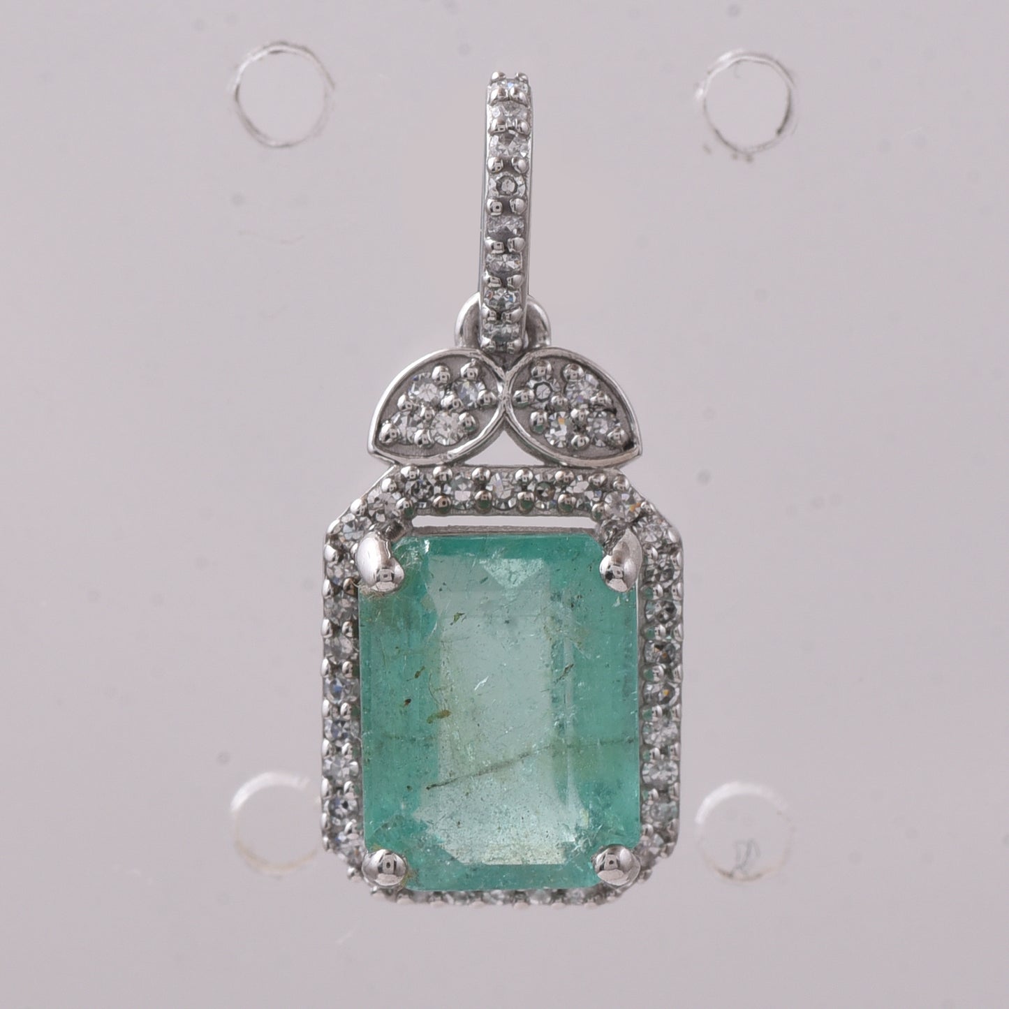 2.27 Ct Octagon Step Cut Natural Emerald 950 Platinum Pendant