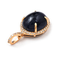 5.44 Ct Oval Cabochon Cut Natural Sapphire 14K Gold Pendant