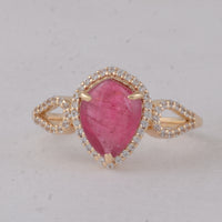 1.99 Ct Fancy Cab Pink Tourmaline 9K Gold Ring
