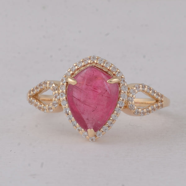 1.99 Ct Fancy Cab Pink Tourmaline 9K Gold Ring