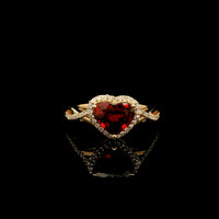 1.78 Ct Heart Mixed Cut Natural Garnet 14K Gold Ring