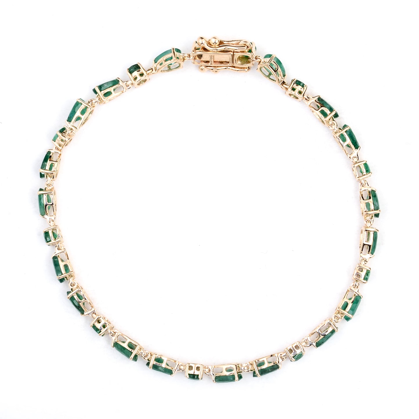 4.44 Ct Pear Emerald 14K Gold Bracelet