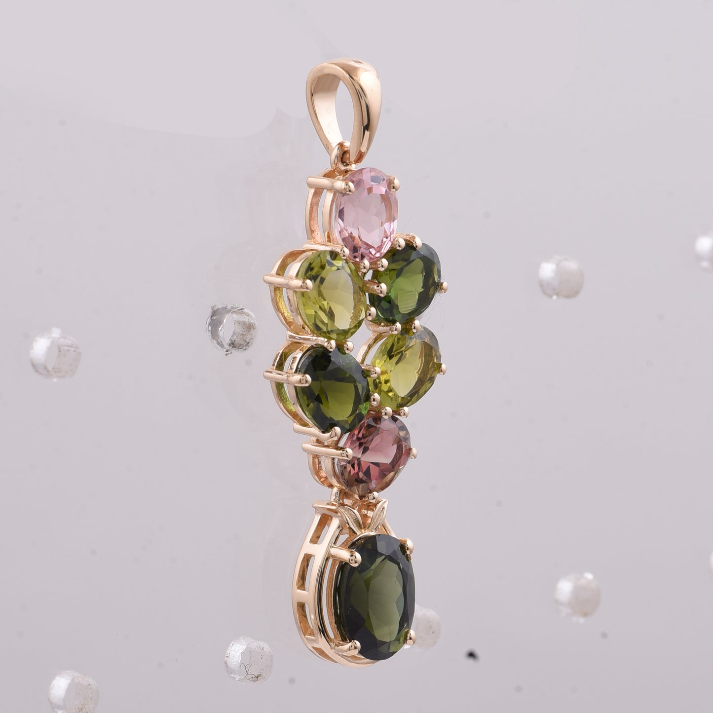 3.33 Ct Oval Natural Multi-Coloured Tourmaline 14K Gold Pendant