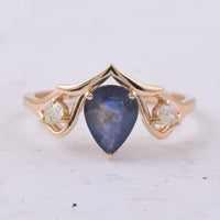 1.53 Ct Pear Natural Sapphire 14K Gold Ring