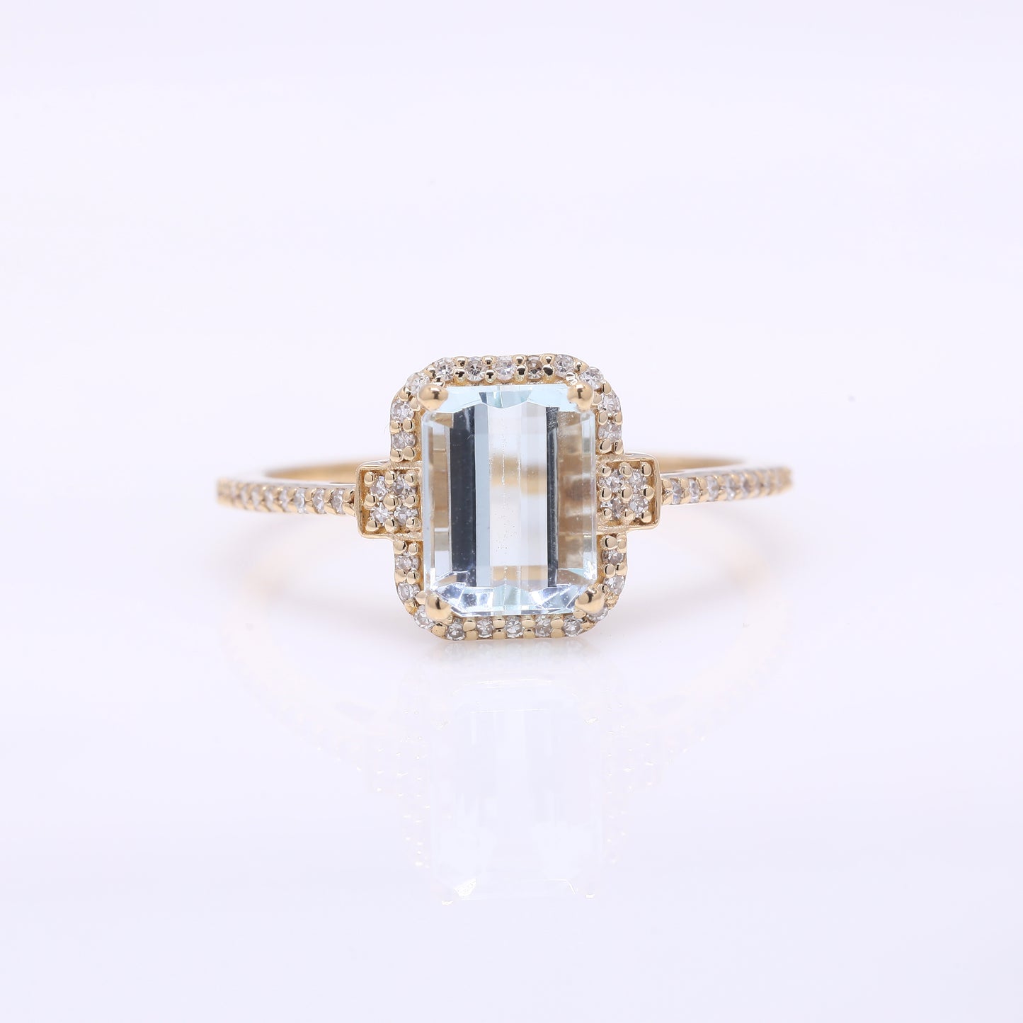 1.98 Ct Octagon Step Cut Natural Aquamarine 14K Gold Ring