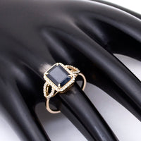 3.07 Ct Octagon Natural Sapphire 14K Gold Ring