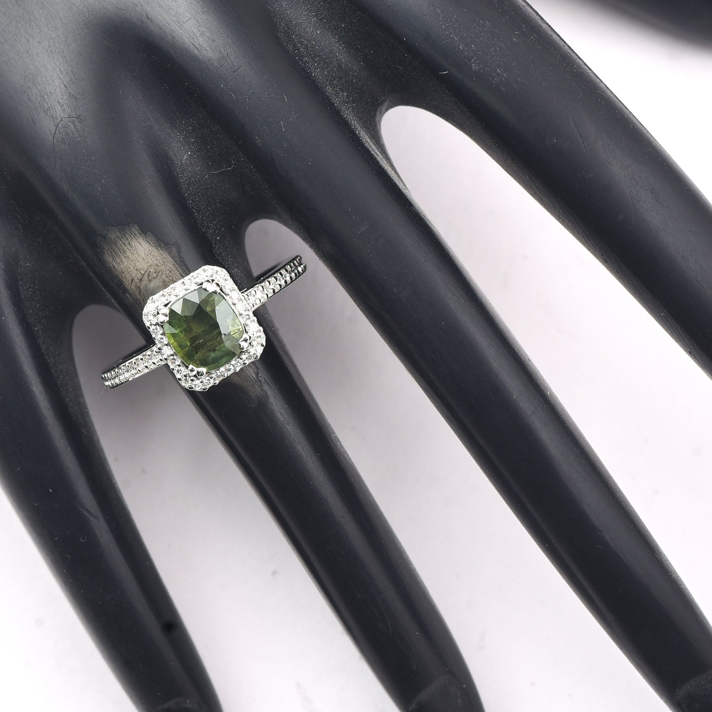1.71 Ct Oval Mixed Cut Natural Green Sapphire 950 Platinum Ring