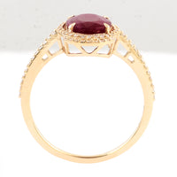 2.54 Ct Oval Mixed Cut Natural Corundum Ruby 14K Gold Ring