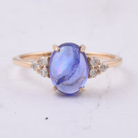 2.61 Ct Oval Cabochon Cut Natural Tanzanite 14K Gold Ring