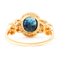 2.18 Ct Oval Mixed Cut Natural Sapphire 14K Gold Ring