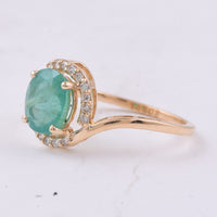 1.83 Ct Oval Natural Emerald 14K Gold Ring
