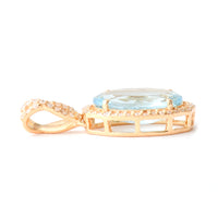 2.70 Ct Oval Mixed Cut Natural Aquamarine 14K Gold Pendant