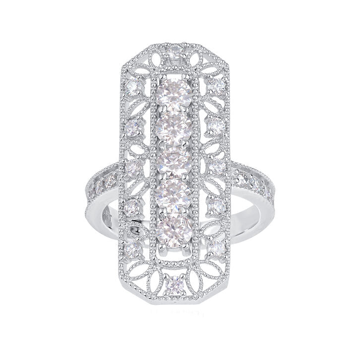 1.75 ct. Moissanite Round Sterling Silver Women Ring Size 8