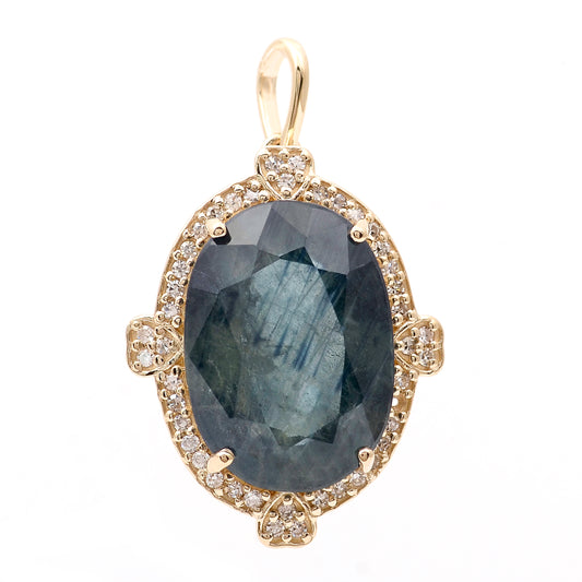 8.50 Ct Oval Natural Sapphire 14K Gold Pendant