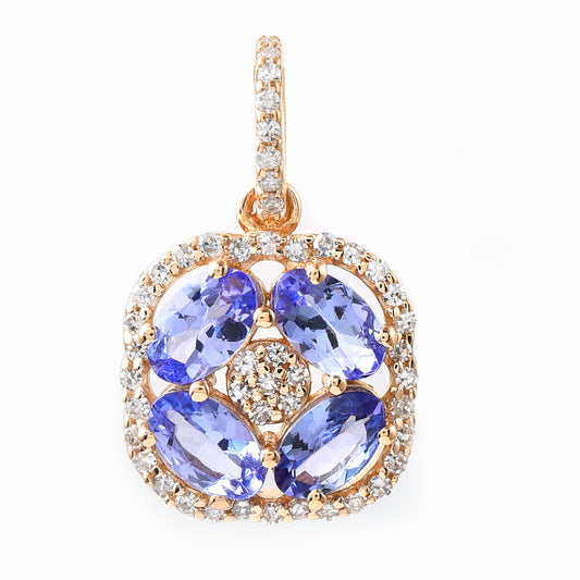 1.02 Ct Oval Mixed Cut Natural Tanzanite 14K Gold Pendant