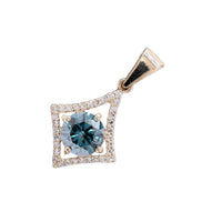 0.92 Ct Round Blue Diamond 14K Gold Pendant