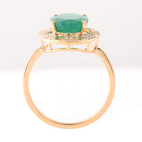 2.91 Ct Oval Mixed Cut Natural Emerald 14K Gold Ring