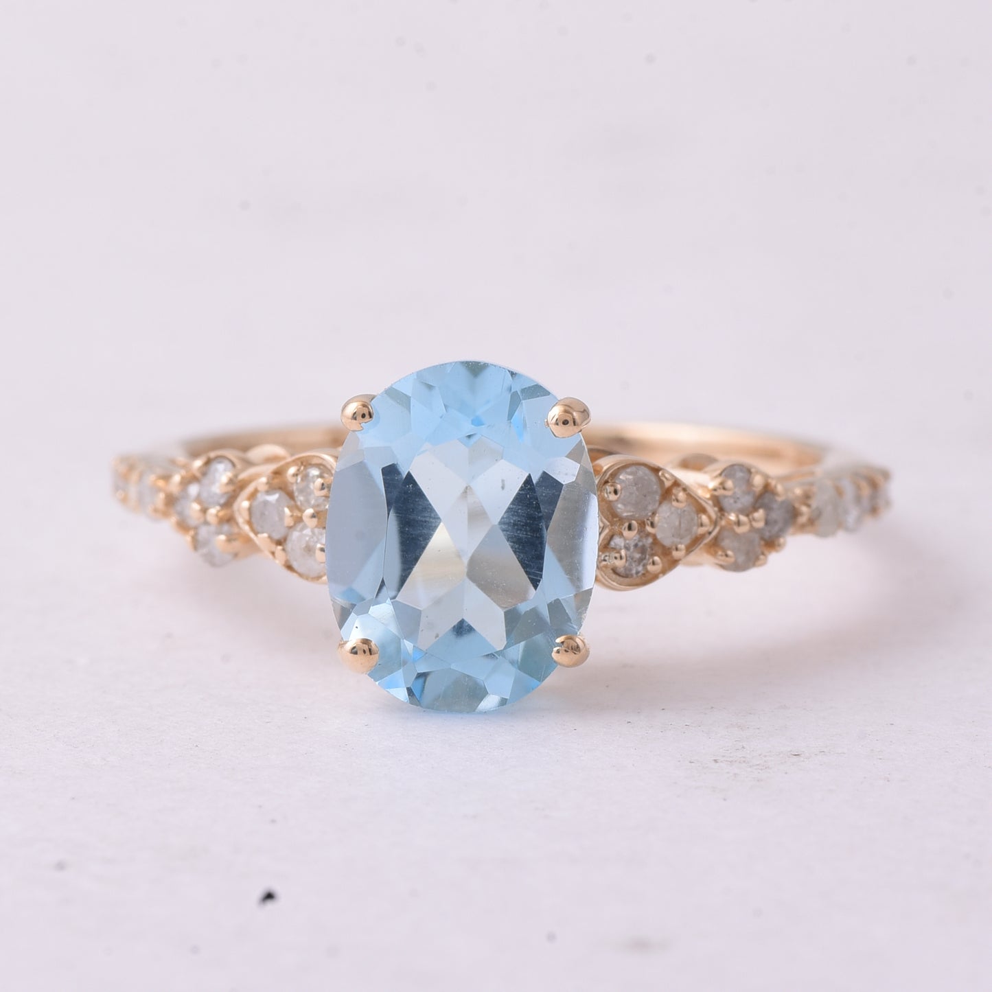 2.44 Ct Oval Blue Topaz 9K Gold Ring
