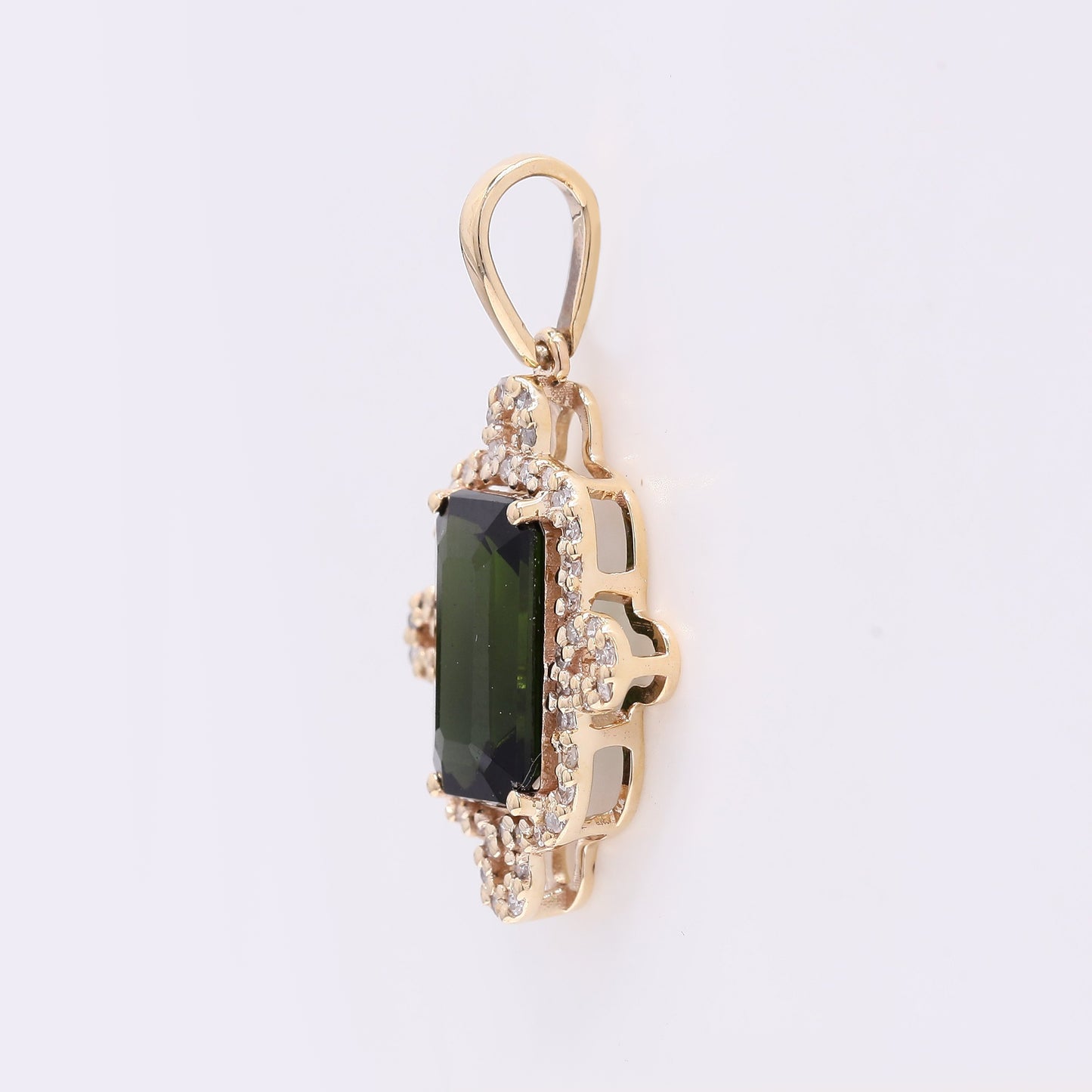 1.99 Ct Octagon Step Cut Natural Tourmaline 14K Gold Pendant