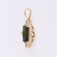 1.99 Ct Octagon Step Cut Natural Tourmaline 14K Gold Pendant