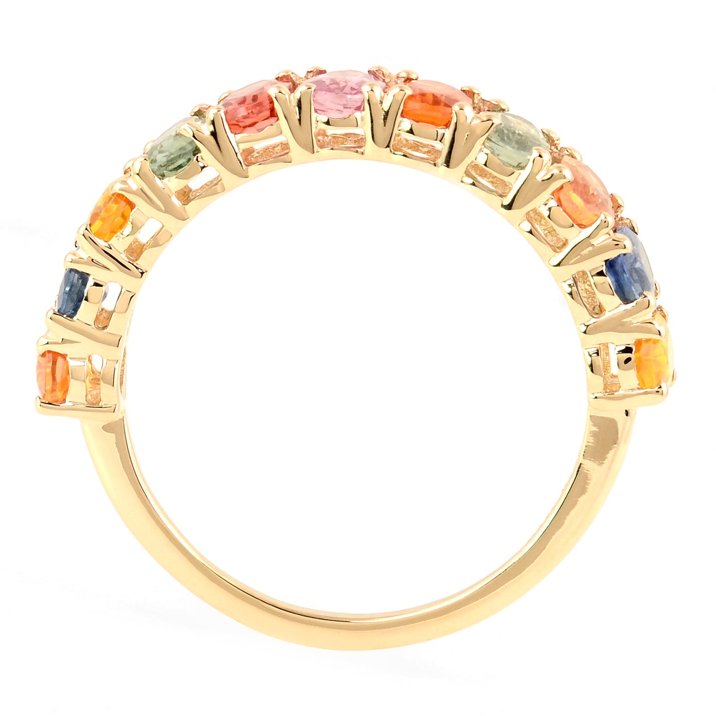 3.04 Ct Oval Multi Sapphire 14K Gold Ring