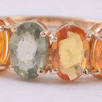 1.79 Ct Oval, Pear Natural Multi-Coloured Sapphire 14K Gold Ring