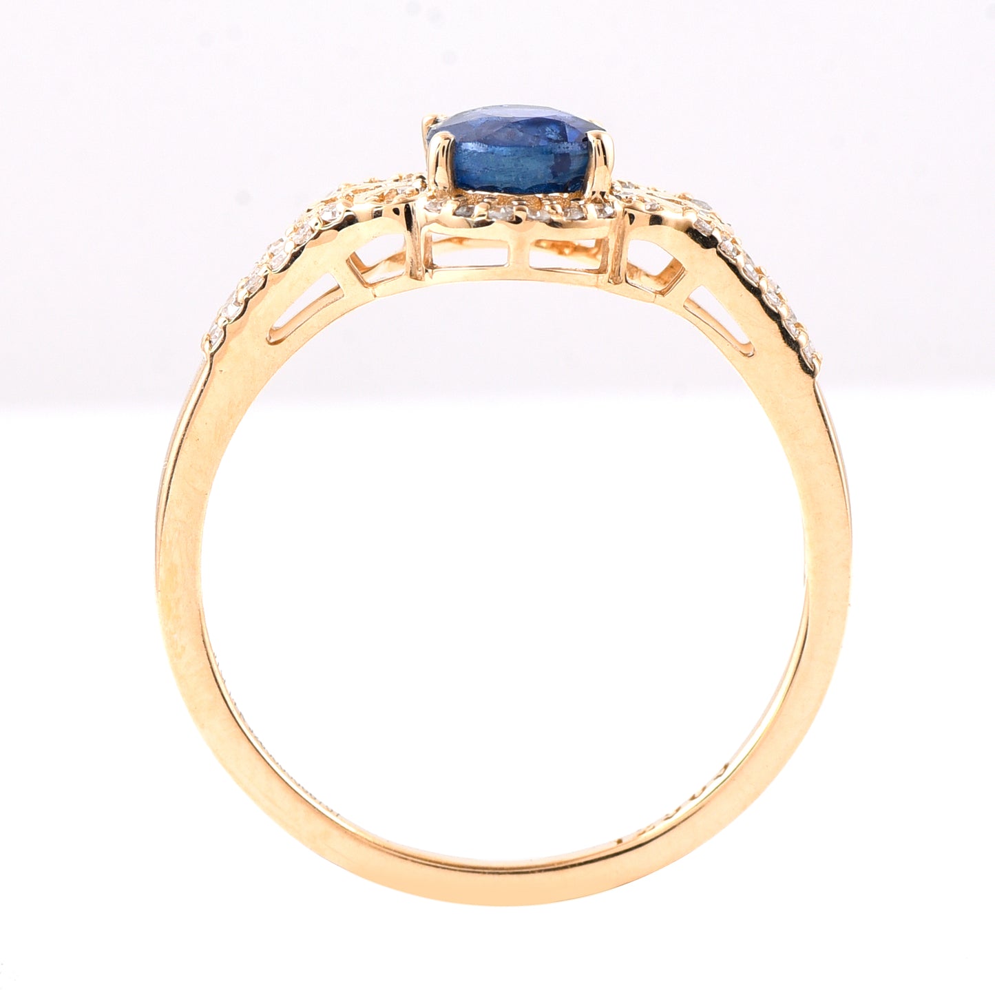 1.19 Ct Oval Mixed Cut Natural Sapphire 14K Gold Ring
