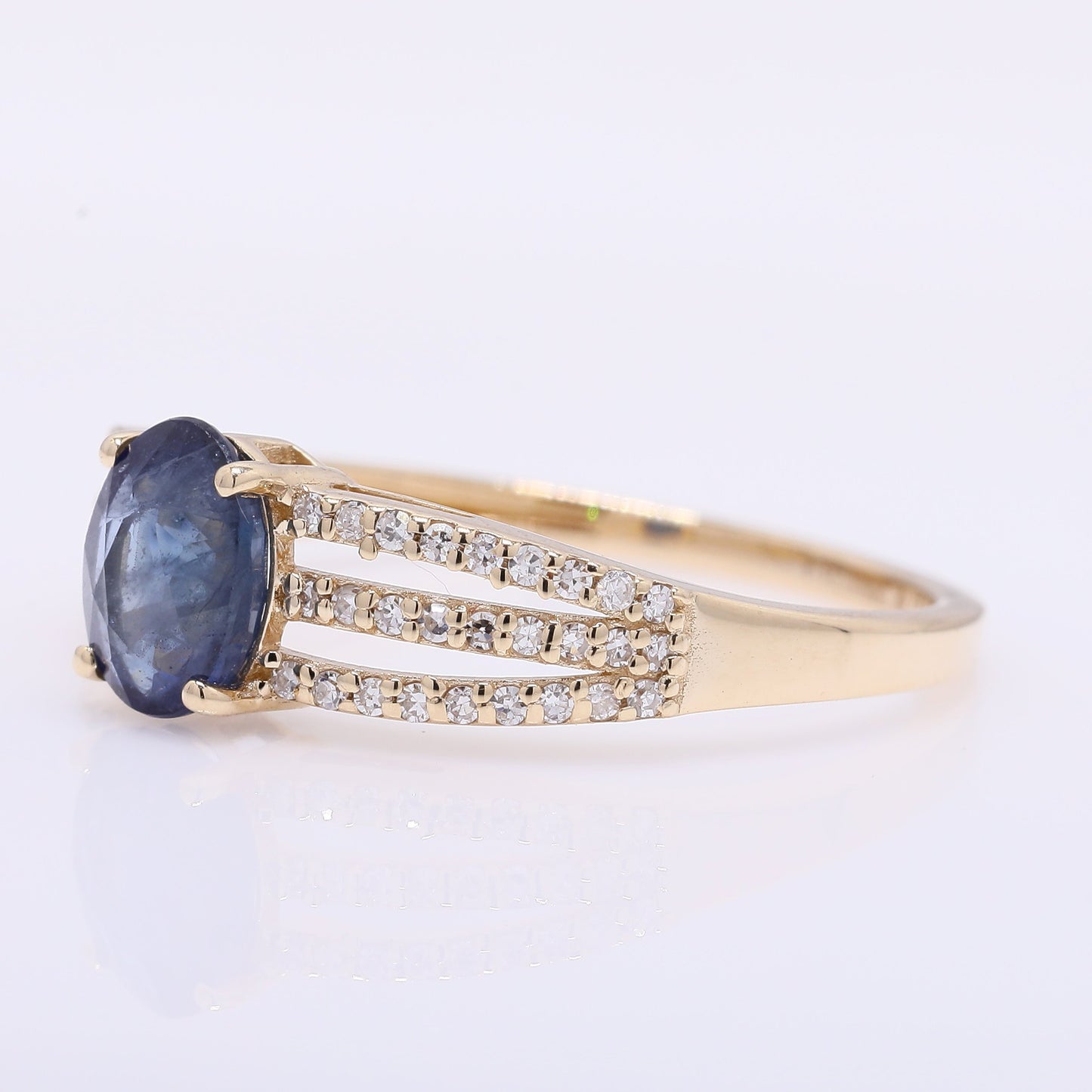 1.26 Ct Oval Mixed Cut Natural Sapphire 14K Gold Ring
