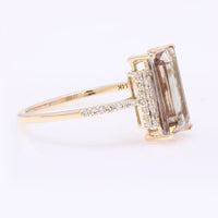 2.01 Ct Rectangle Step Cut Natural Sunstone 14K Gold Ring