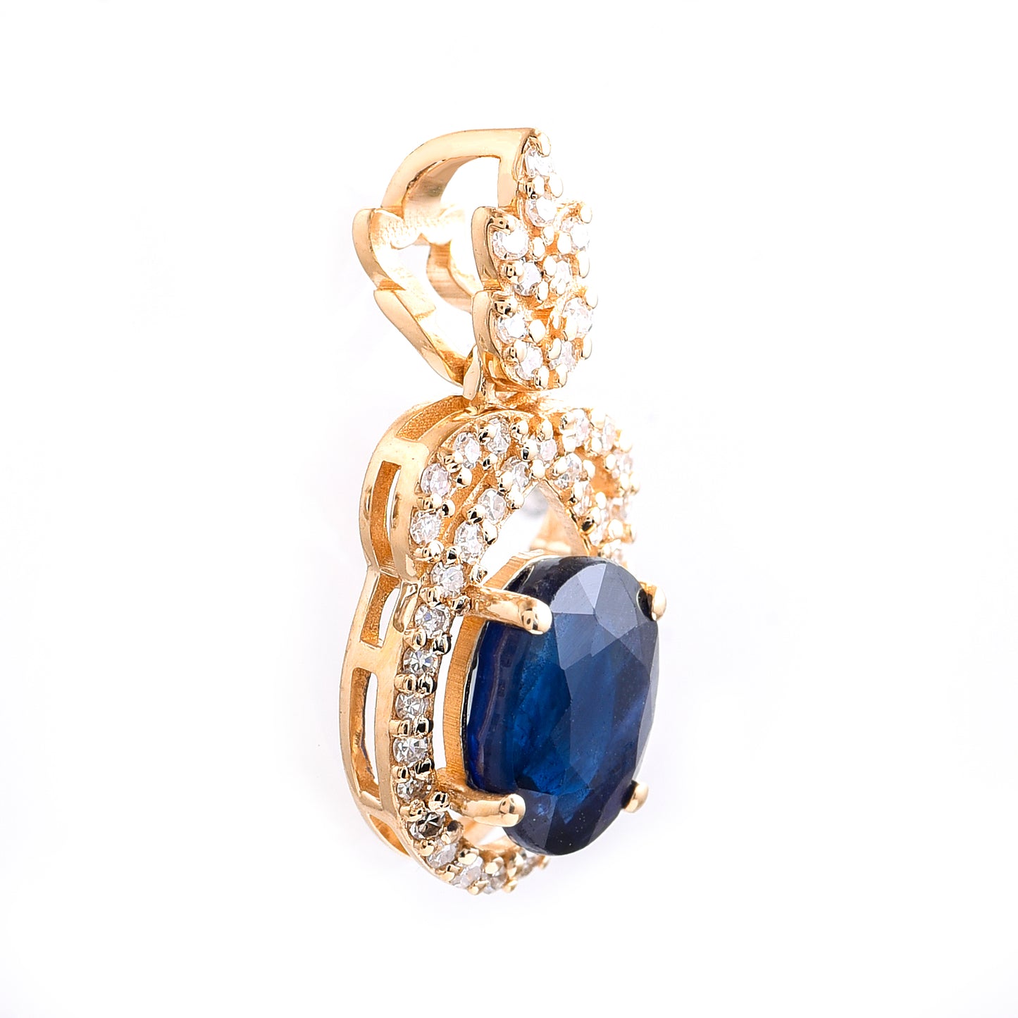 1.48 Ct Oval Mixed Cut Natural Sapphire 14K Gold Pendant
