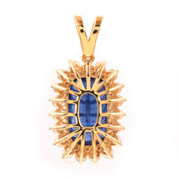 9.61 Ct Cushion Blue Sapphire 18K Gold Pendant