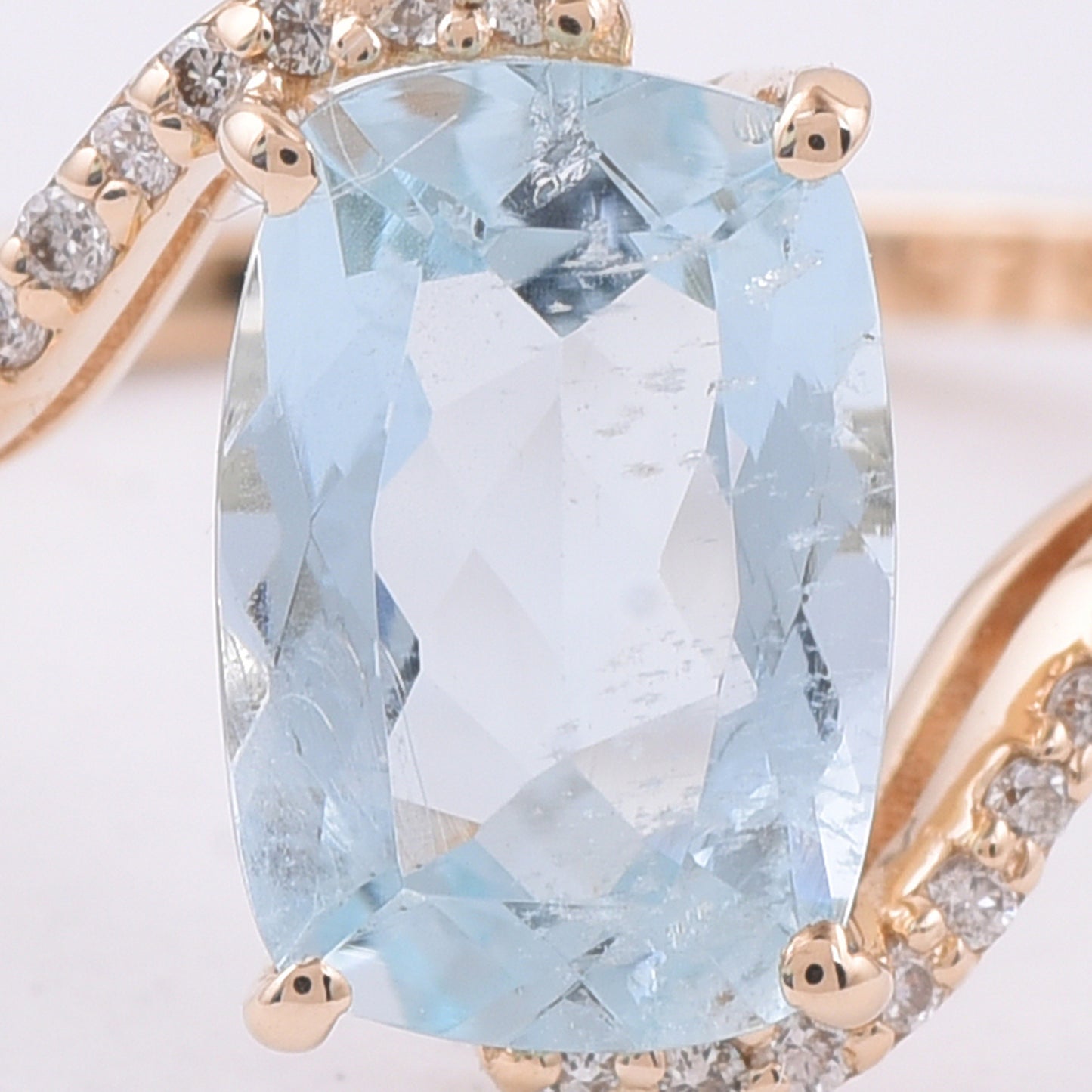 1.53 Ct Cushion Natural Aquamarine 14K Gold Ring