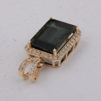 3.19 Ct Octagon Tourmaline 9K Gold Pendant