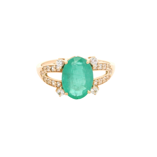 2.19 Ct Oval Emerald 14K Gold Ring