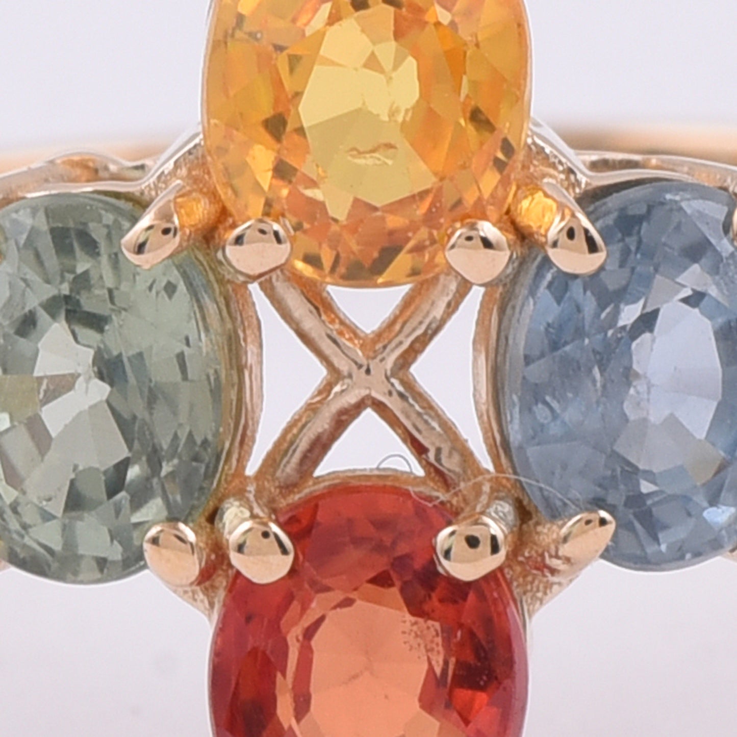 2.48 Ct Oval Natural Multi-Coloured Sapphire 14K Gold Ring
