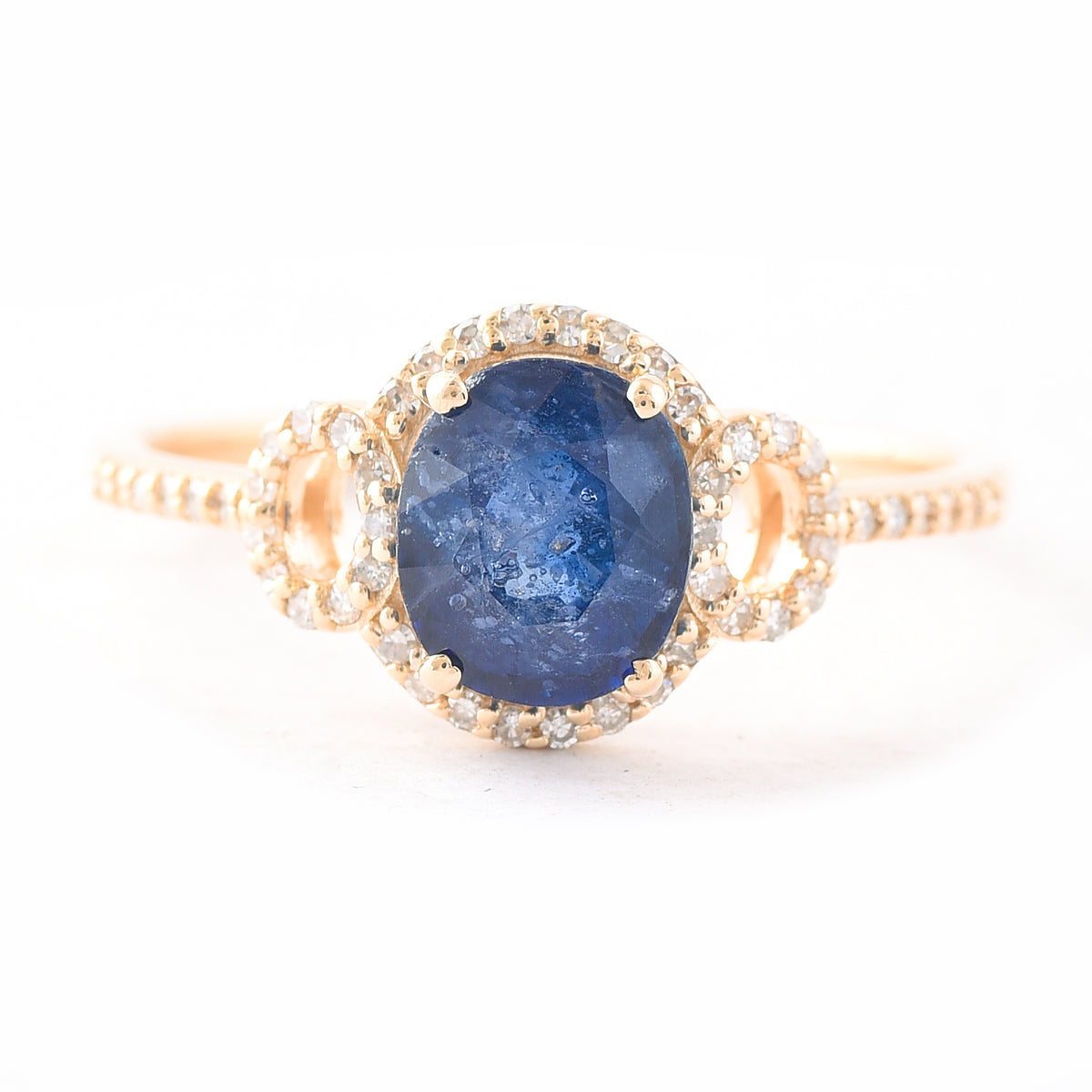 1.73 Ct Oval Mixed Cut Natural Sapphire 14K Gold Ring