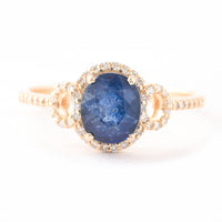 1.73 Ct Oval Mixed Cut Natural Sapphire 14K Gold Ring