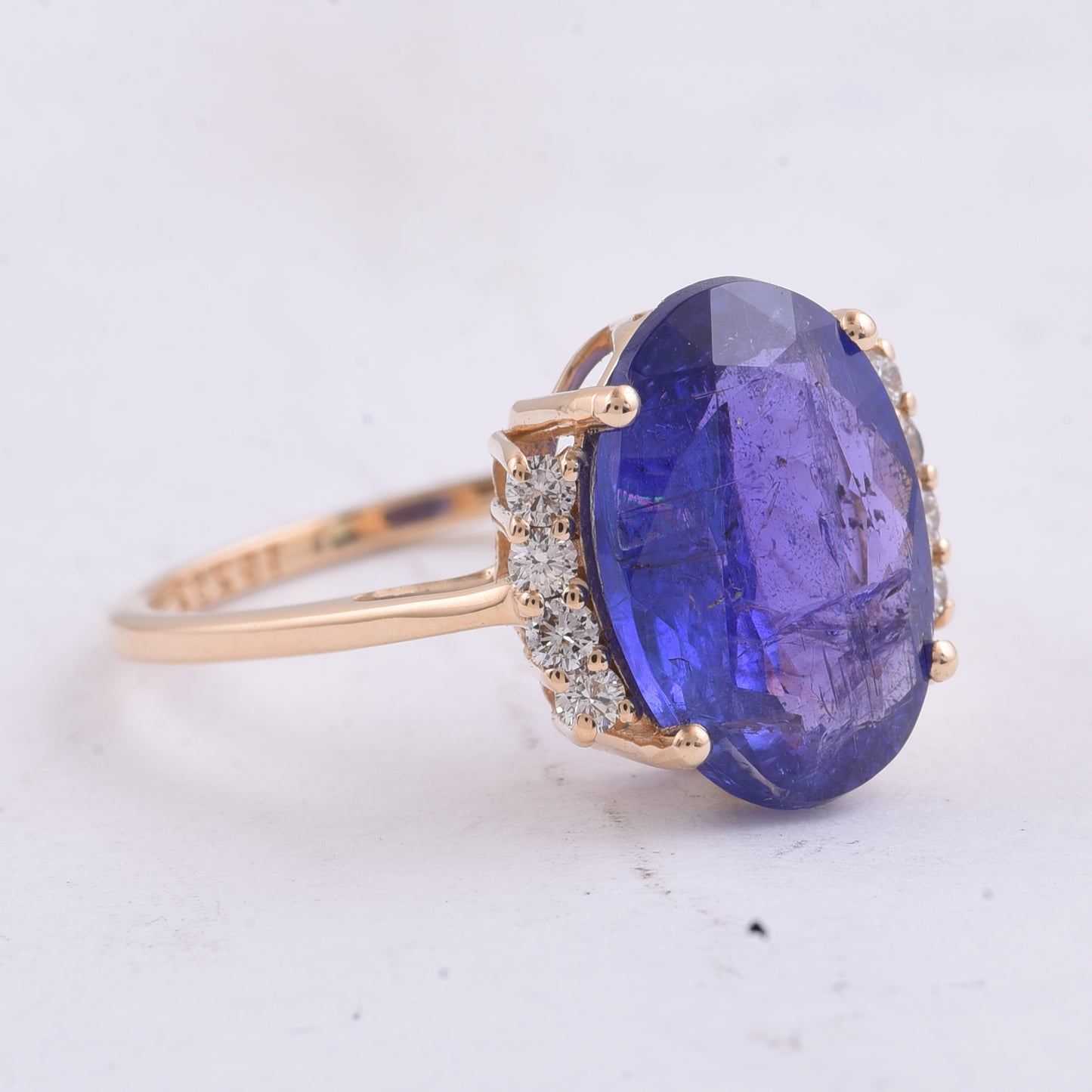4.87 Ct Oval Natural Tanzanite 14K Gold Ring