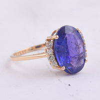 4.87 Ct Oval Natural Tanzanite 14K Gold Ring