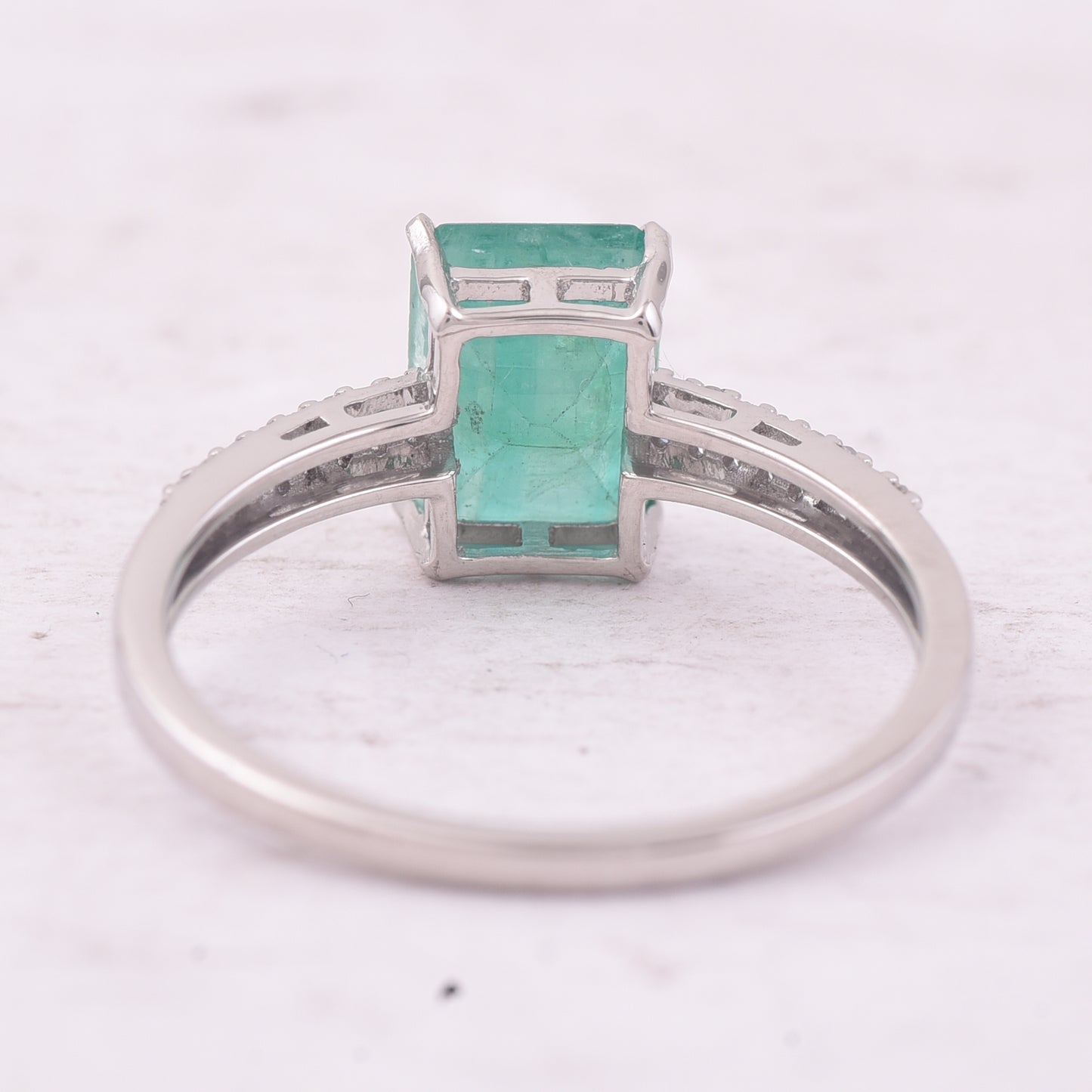 1.60 Ct Octagon Step Cut Natural Emerald 950 Platinum Ring