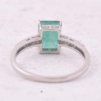 1.60 Ct Octagon Step Cut Natural Emerald 950 Platinum Ring