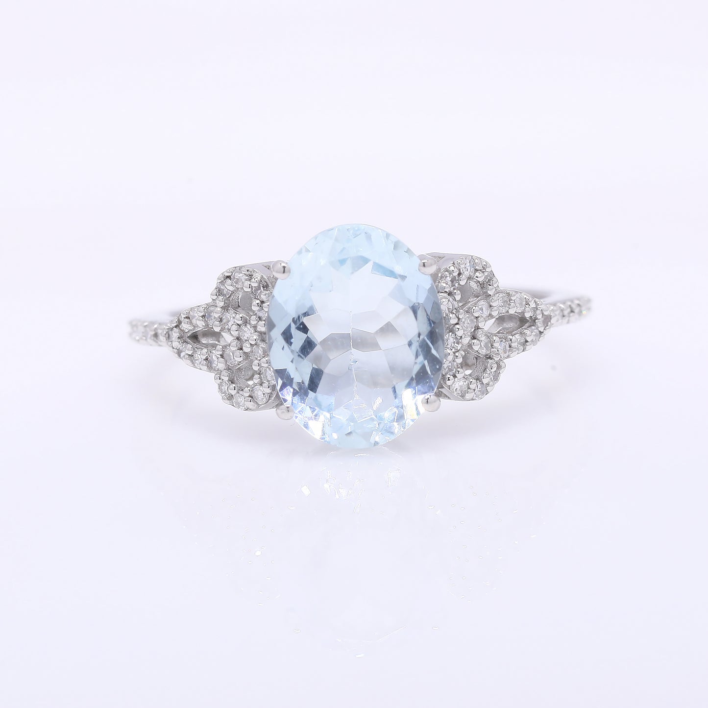 2.09 Ct Oval Mixed Cut Natural Aquamarine 950 Platinum Ring