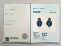 3.13 Ct Oval Mixed Cut Natural Sapphire 14K Gold Earrings