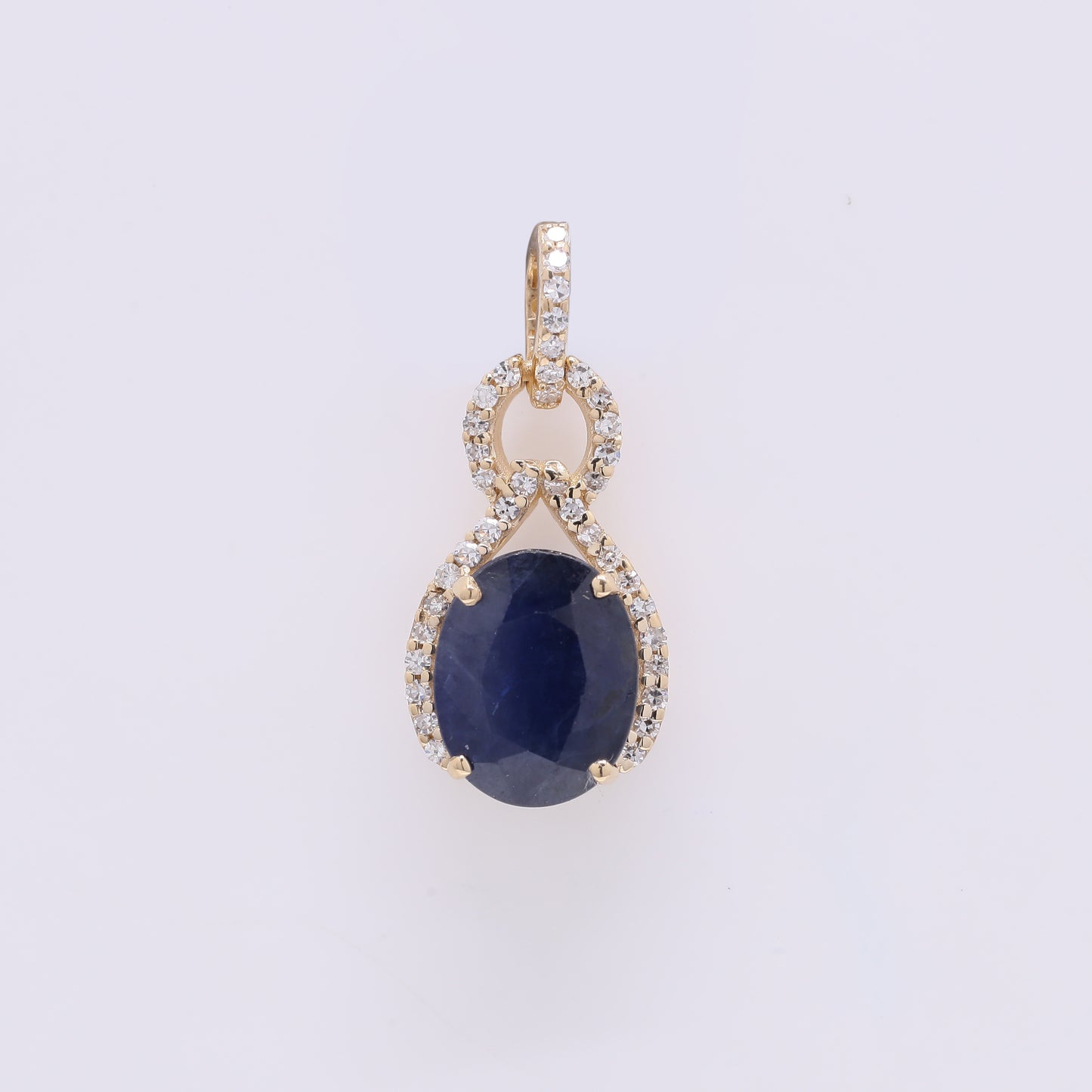2.59 Ct Oval Mixed Cut Natural Sapphire 14K Gold Pendant