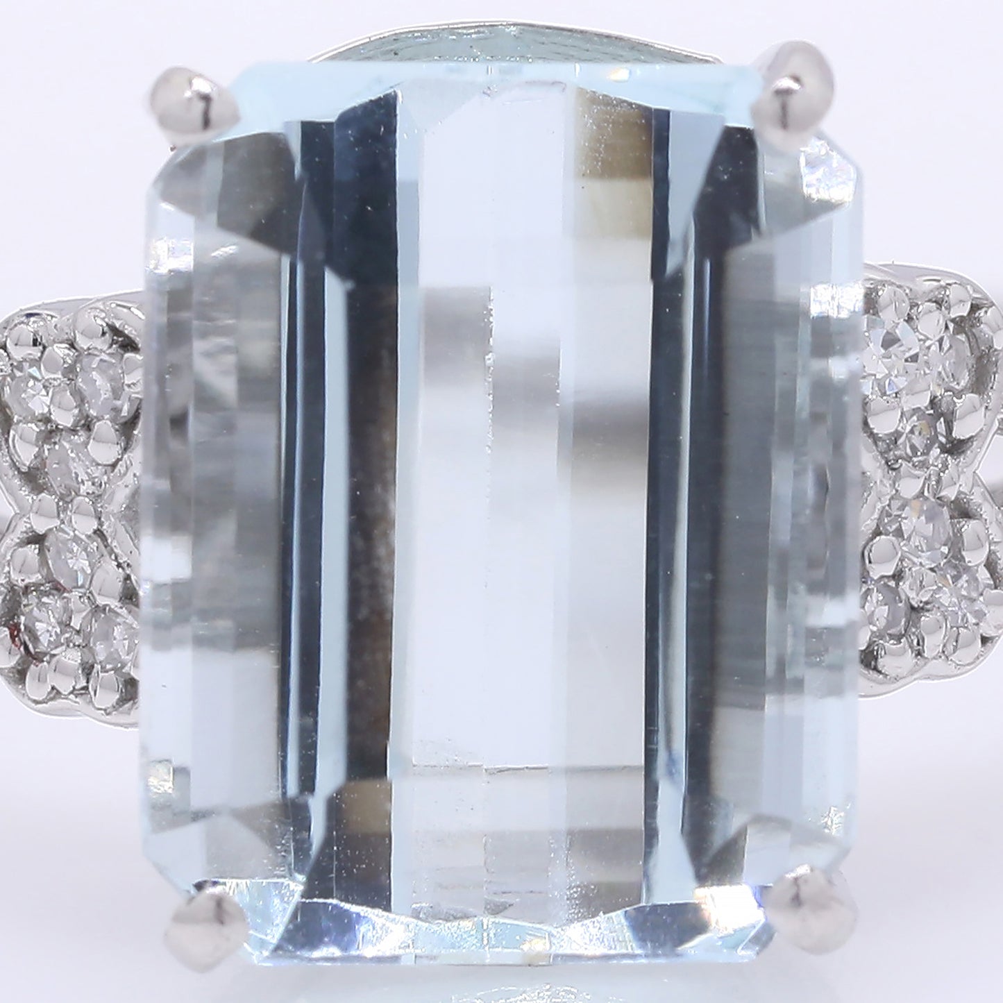 3.61 Ct Octagon Step Cut Natural Aquamarine 950 Platinum Ring