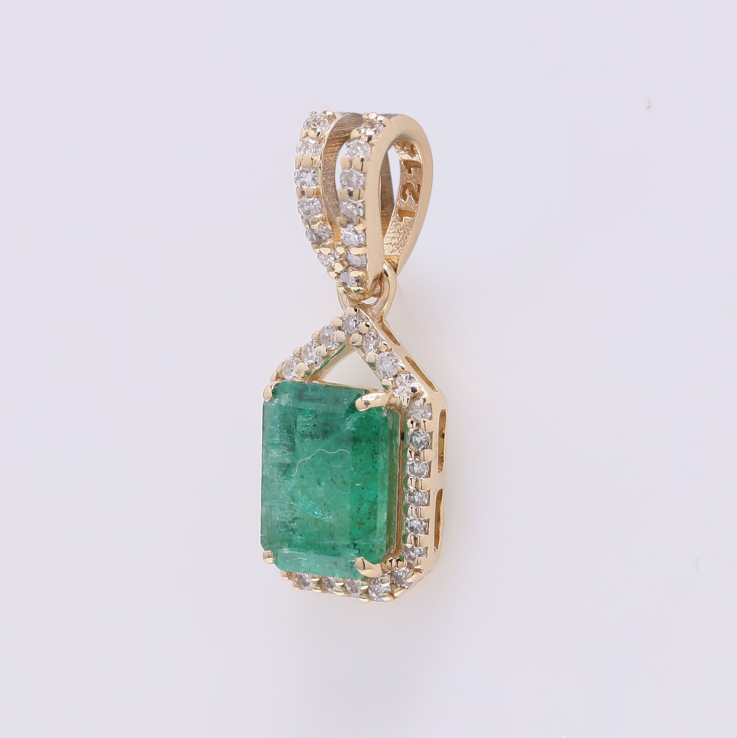 1.12 Ct Octagon Step Cut Natural Emerald 14K Gold Pendant