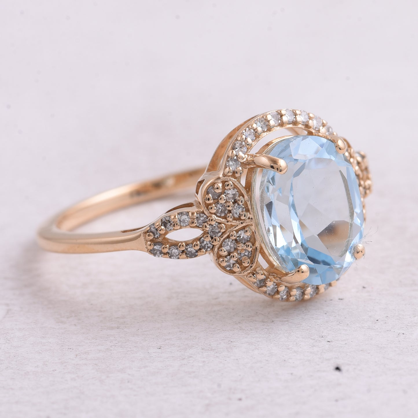 2.59 Ct Oval Mixed Cut Natural Topaz 14K Gold Ring