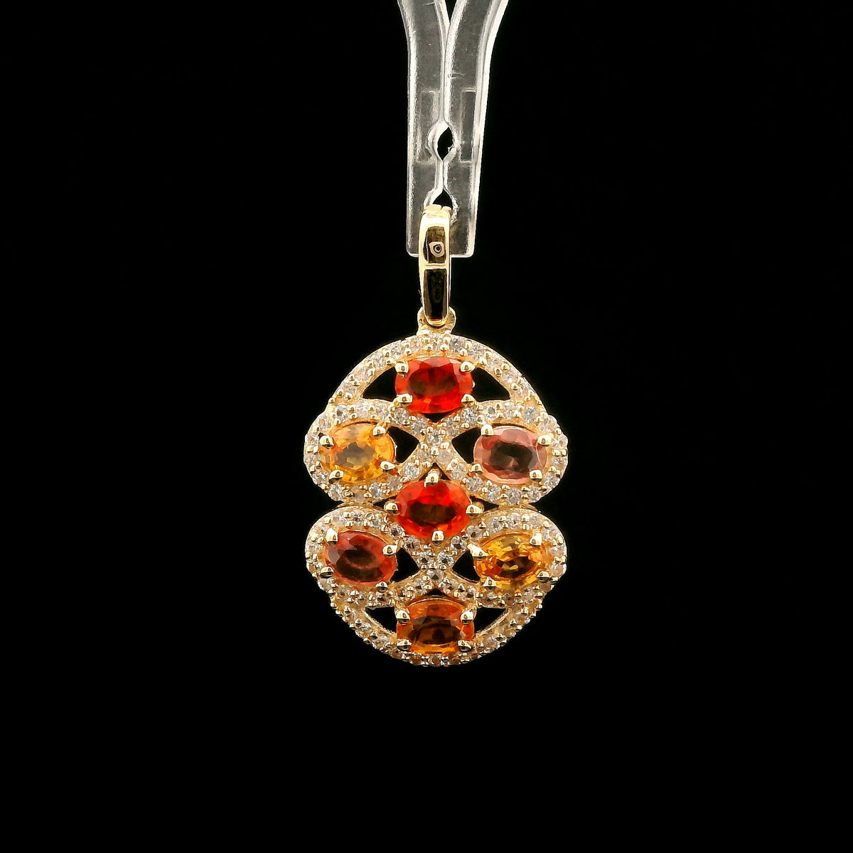 1.71 Ct Oval Multi Sapphire 14K Gold Pendant